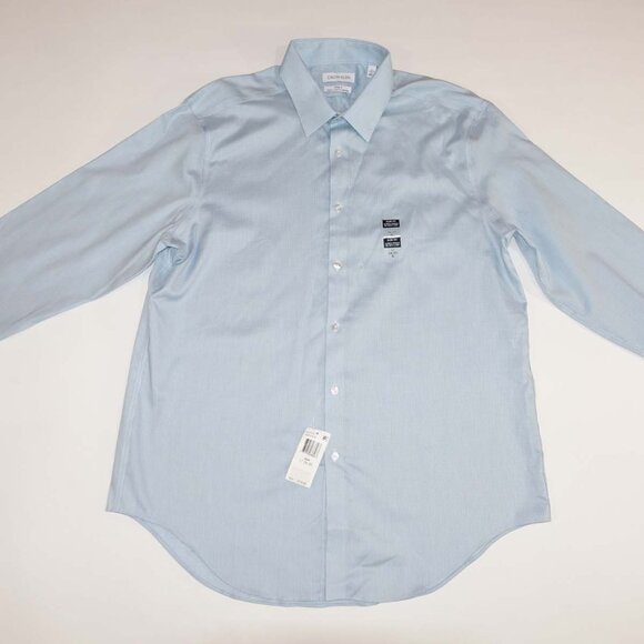 Calvin Klein Men's Steel Slim Fit Non Iron Dress Shirt 17 - 34 / 35 NWT Aqua CK - Picture 1 of 6
